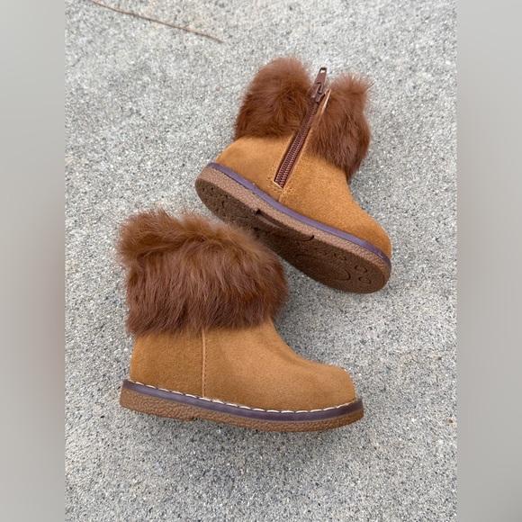Tan - Infant Toddler Furry Ankle Booties - Picture 4 of 4